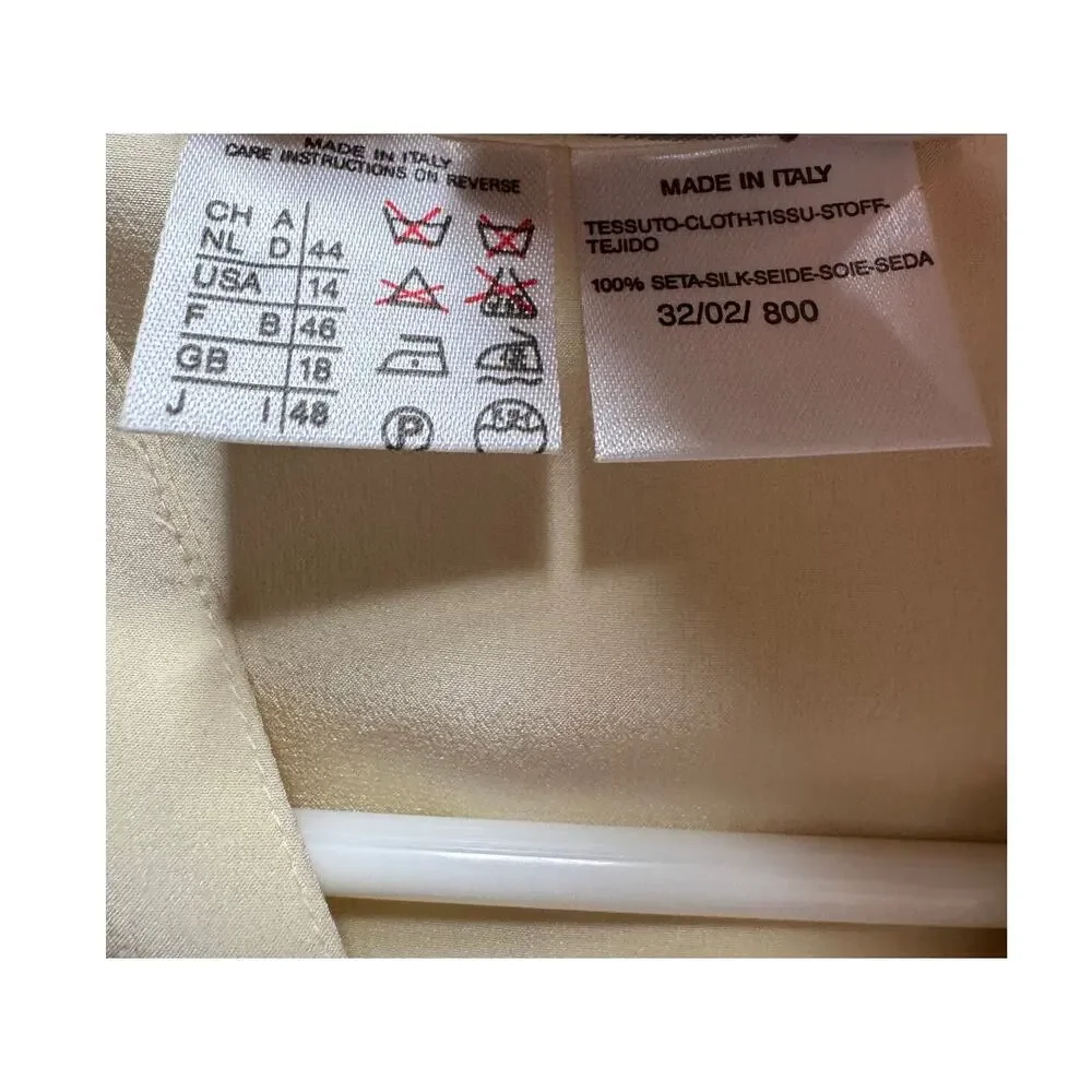 Max Mara 100% Silk Blouse Ivory Pleated Top Quiet Luxury Old Money Retro Classic - Picture 3 of 9